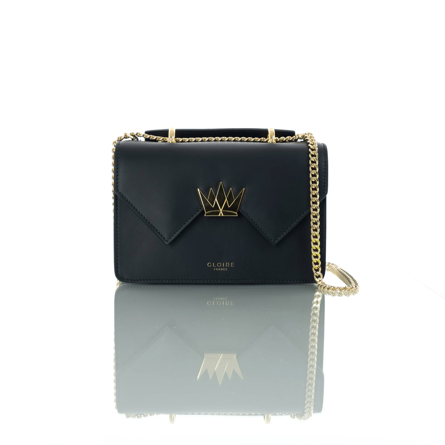 Mini borsa a tracolla in pelle liscia con pattina a W