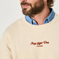 Felpa rétro beige in cotone con ricamo