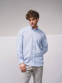 Camicia a righe azzurra