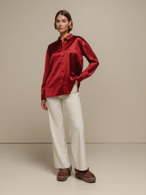 Camicia satinata da donna in poliestere