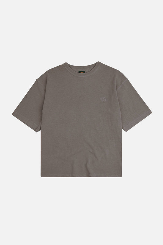T-shirt oversize pesante in cotone organico grigio pietra