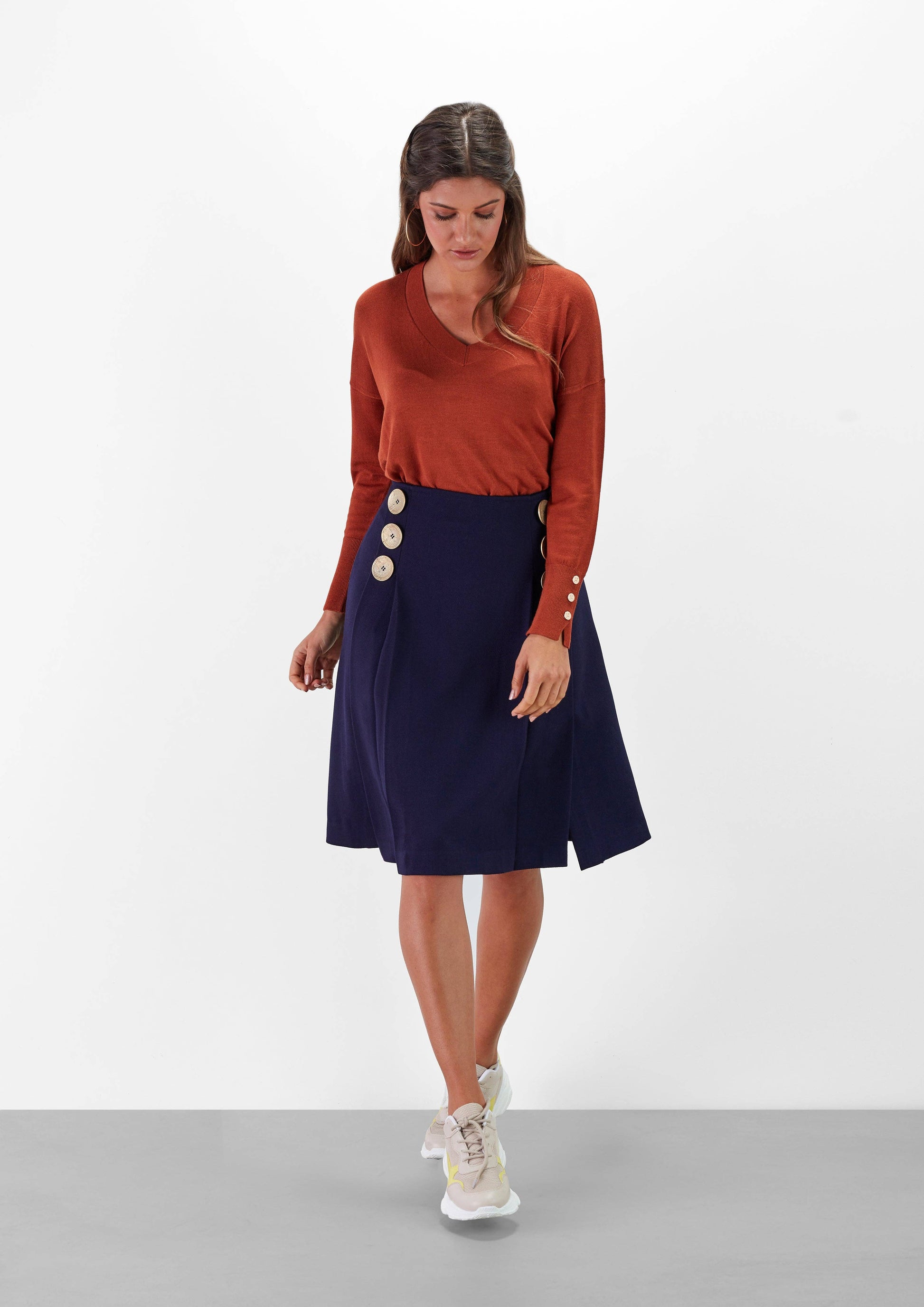 Maglia donna in viscosa con scollo a V
