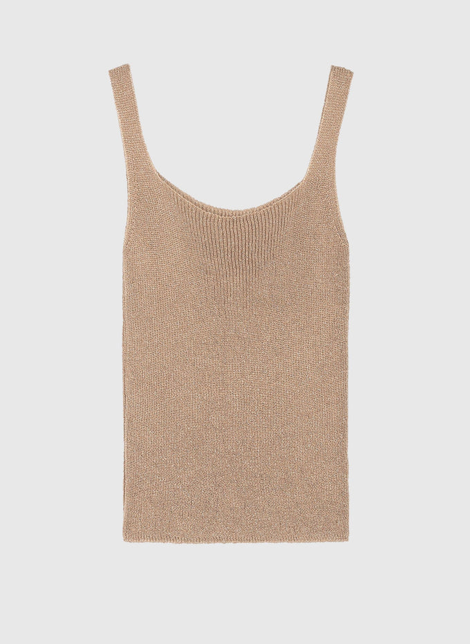 Canotta Lity in maglia metallizzata color sabbia