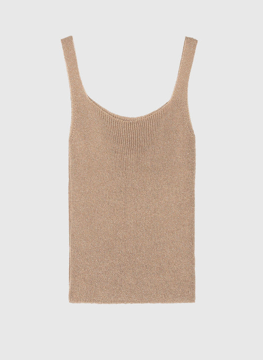 Canotta Lity in maglia metallizzata color sabbia