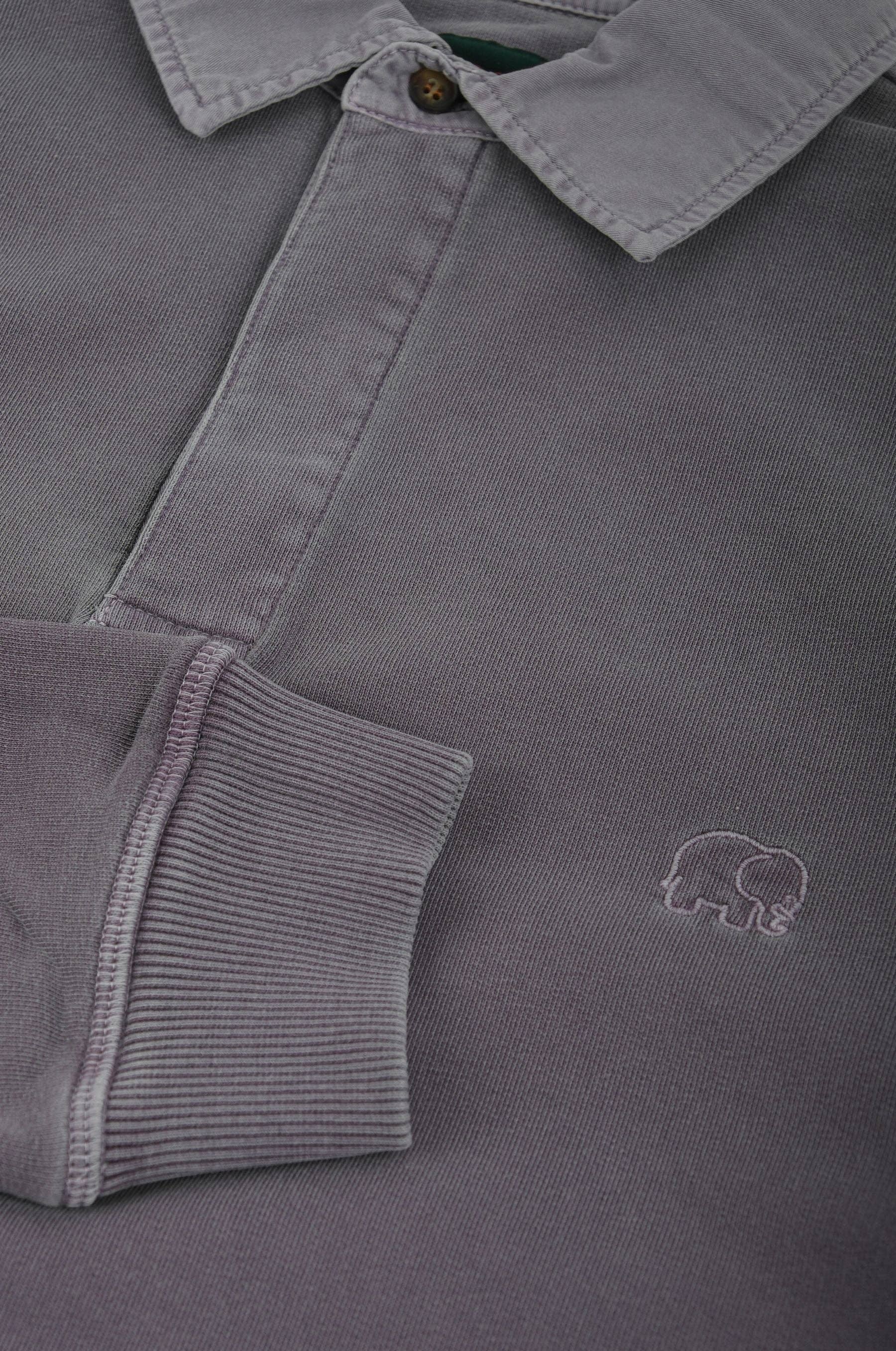 Maglione polo pesante tinto a pigmento in peltro