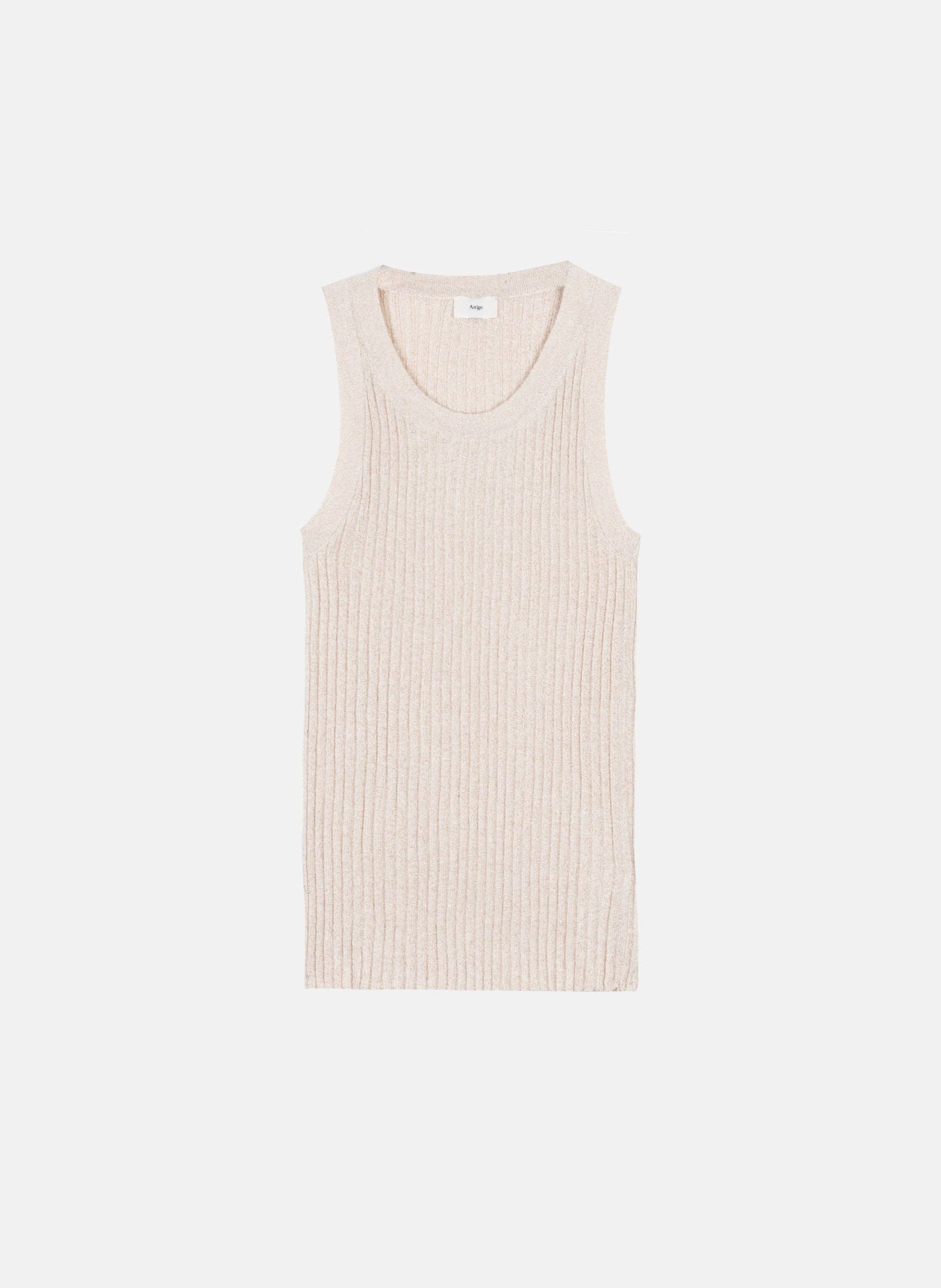 Canotta Laya in maglia metallizzata écru