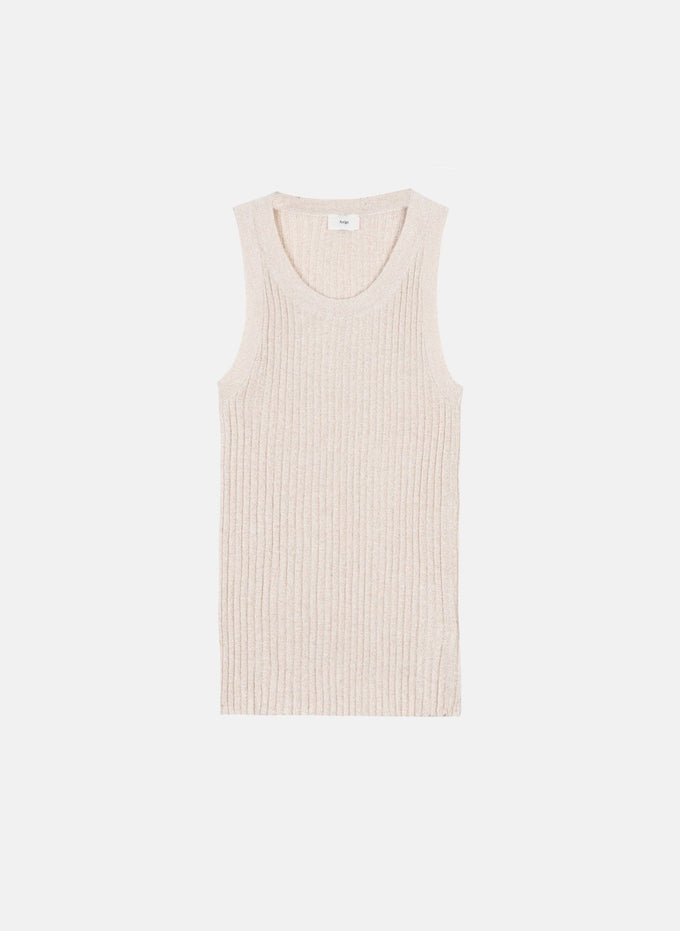 Canotta Laya in maglia metallizzata écru