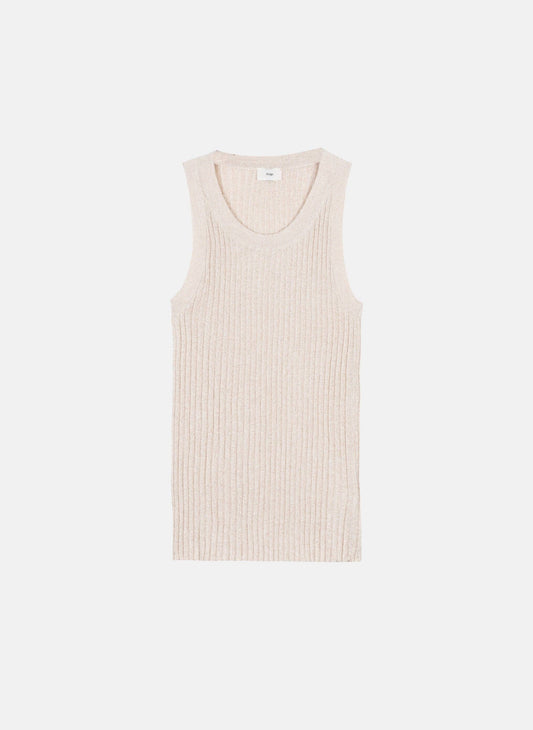 Canotta Laya in maglia metallizzata écru