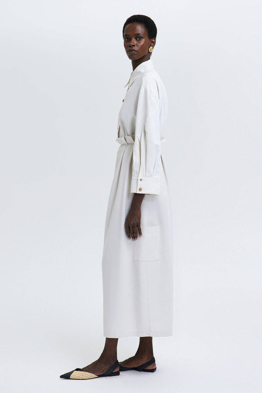 Gonna lunga in lino con tasche