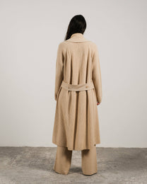 Maxi cardigan in misto cashmere con collo a scialle