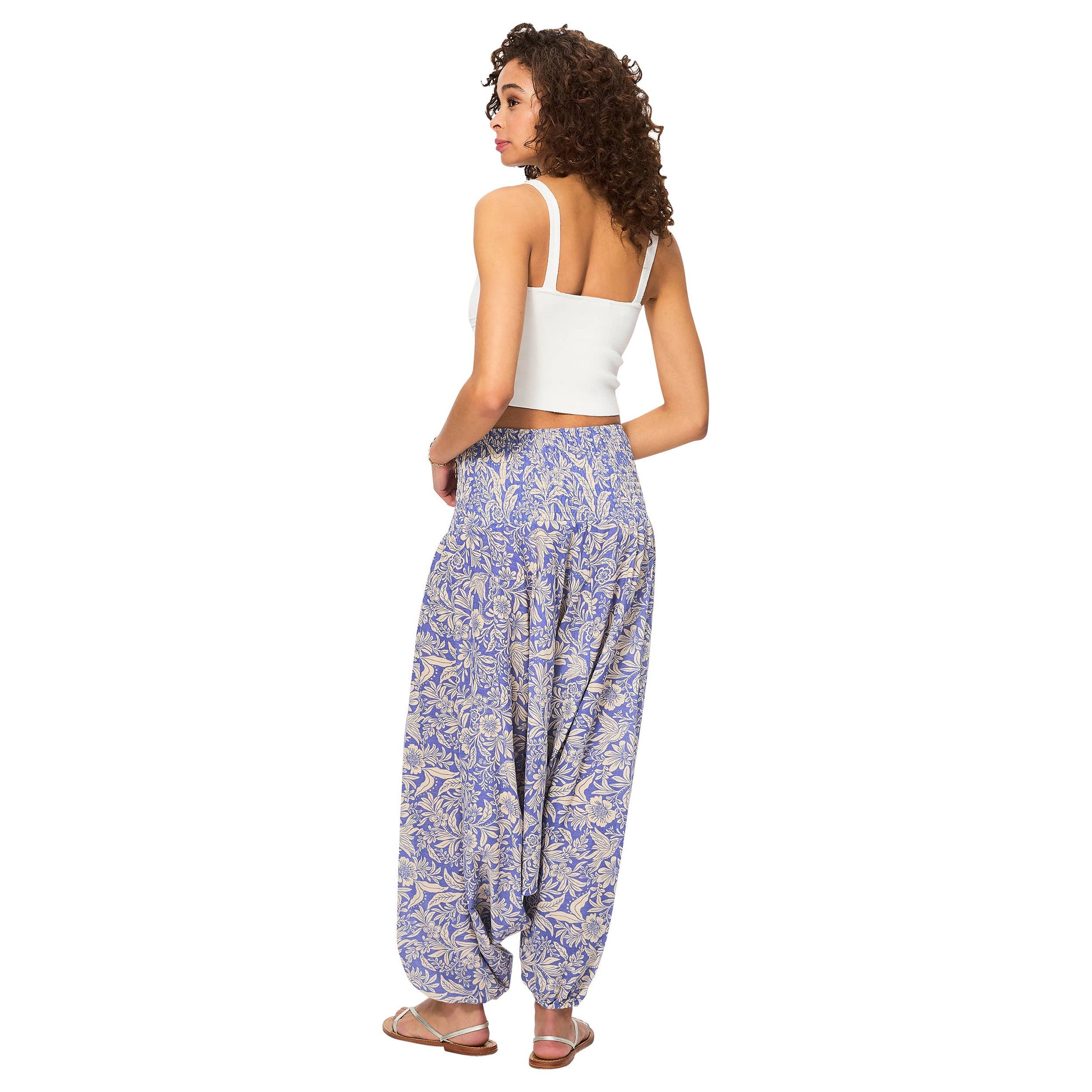 Pantaloni harem estivi in cotone fantasia floreale
