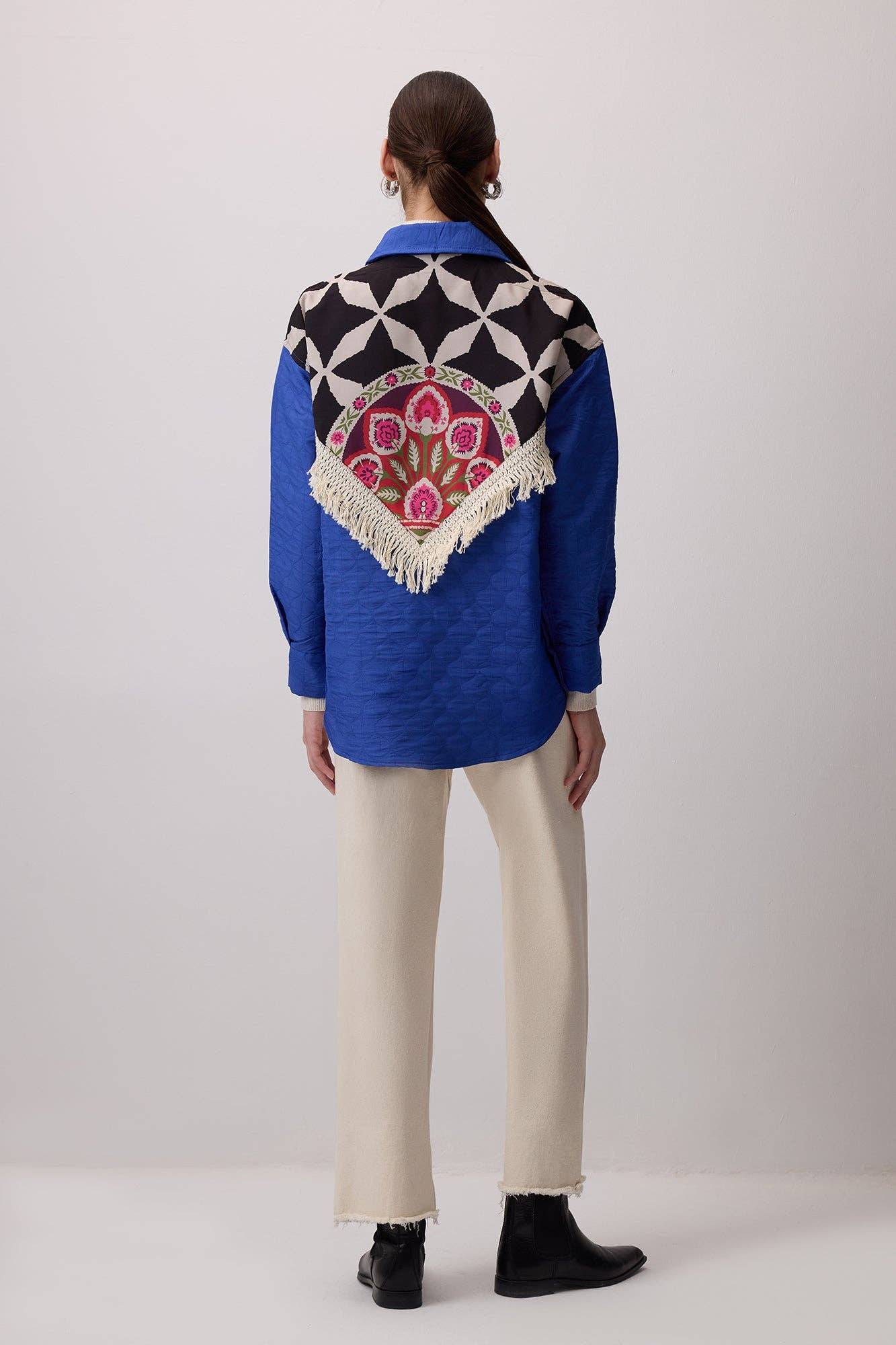 Camicia trapuntata con schiena stampata