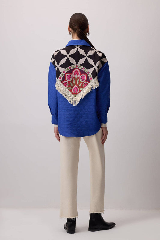 Camicia trapuntata con schiena stampata