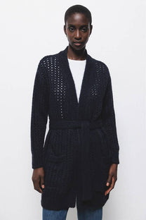 Cardigan in maglia strutturata con cintura