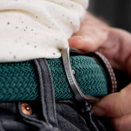 Cintura elastica intrecciata verde pino