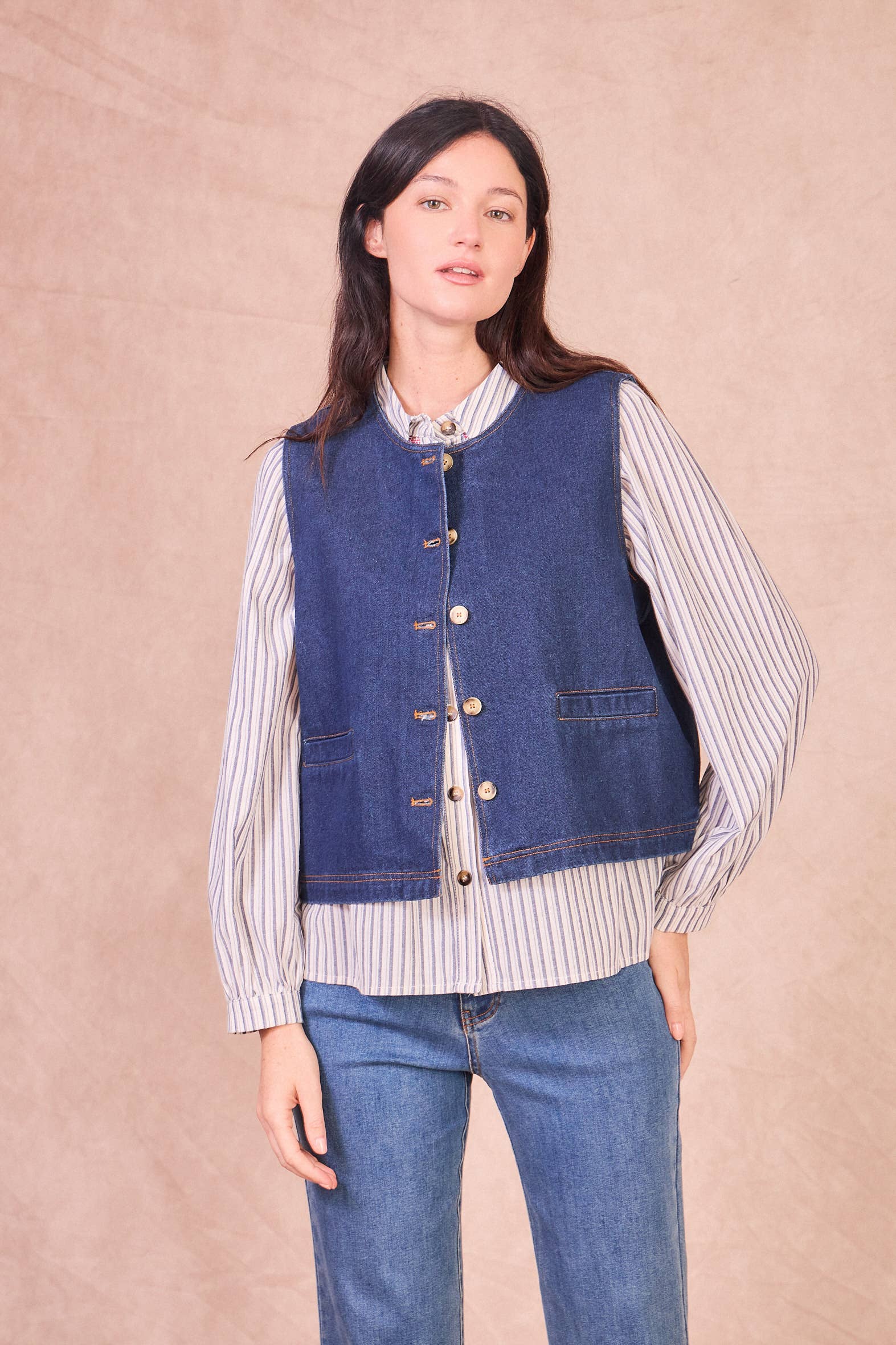 Gilet denim in cotone Imané