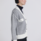 Cardigan in maglia bicolore a righe con bottoni