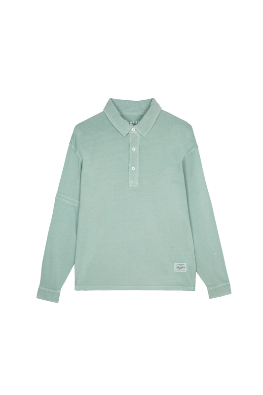 Polo verde Revival a manica lunga in cotone biologico