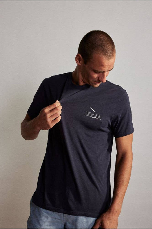 T-shirt Neptune Diver in cotone e lino