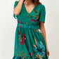 Abito corto boho floreale verde