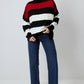 Maglione tunica a righe con collo alto