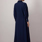 Abito camicia maxi in misto lino blu navy con bottoni