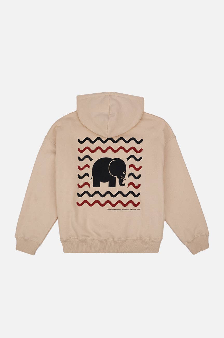 Felpa con cappuccio oversize in cotone biologico avorio da donna