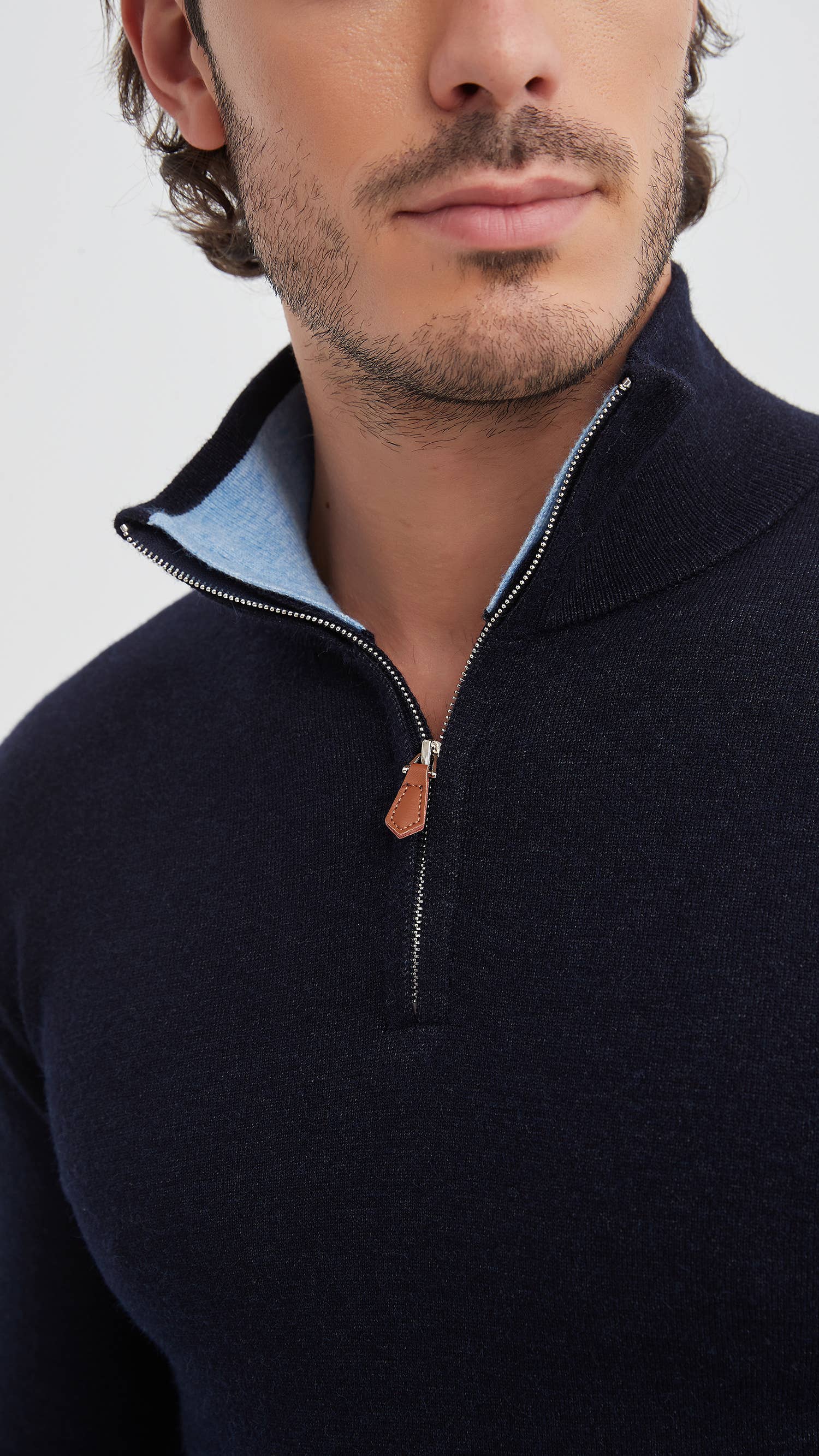 Maglione camionneur effetto cashmere blu navy