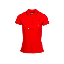 Polo donna in cotone con ricami a stelline