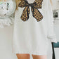 Felpa oversize con fiocco leopardato