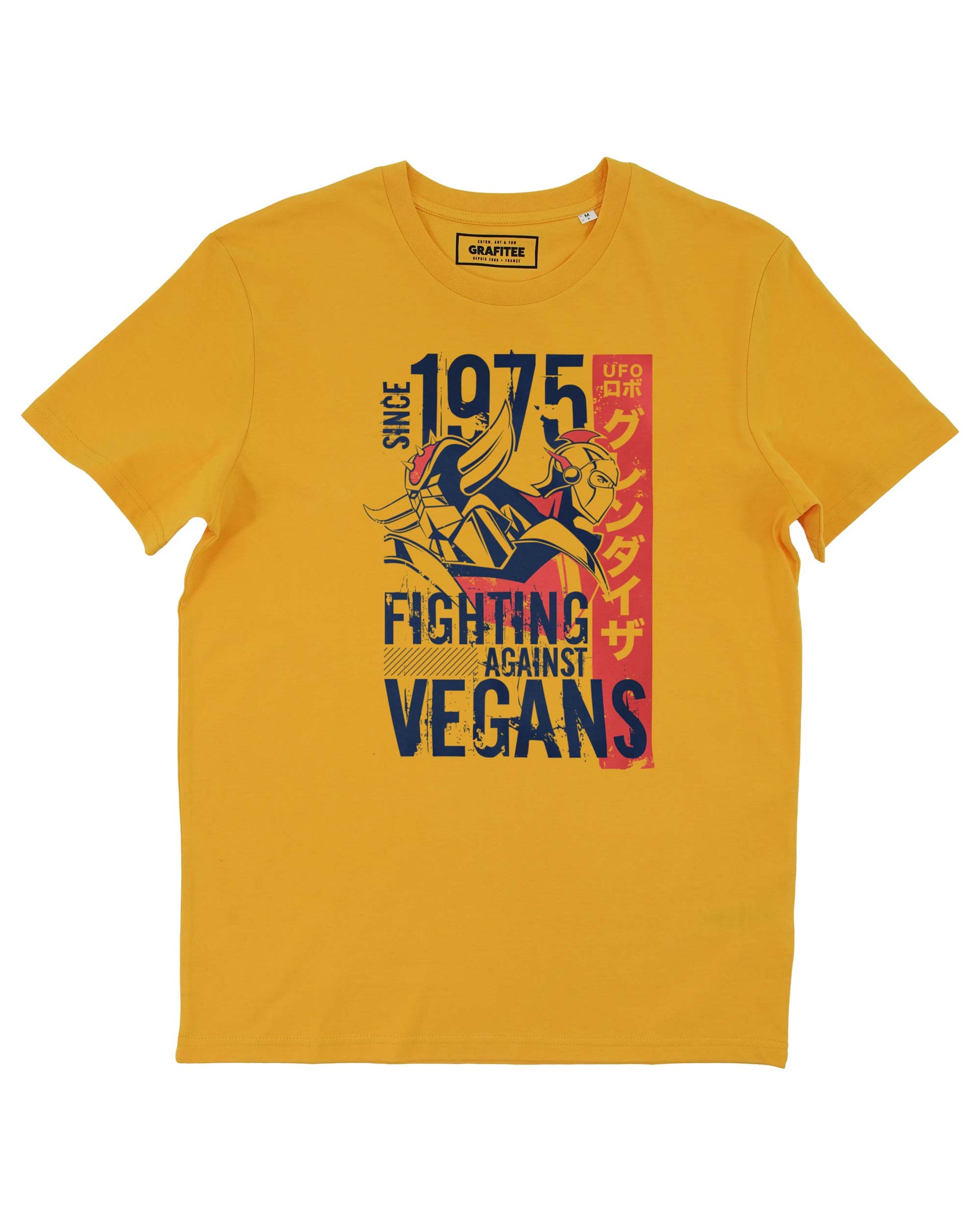 T-shirt Fighting Against Vegans con illustrazione Goldorak