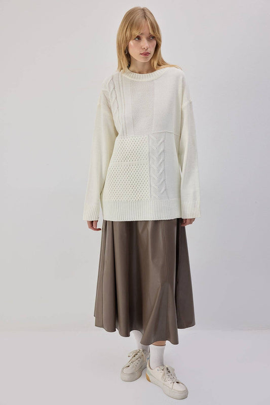 Maglione oversize in maglia con riquadri texture