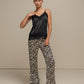 Top in raso con pizzo e spalline sottili
