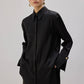 Camicia in raso nera con polsini maxi