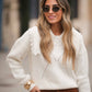 Maglione in maglia con scollo a V e colletto in pizzo