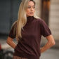 Maglia dolcevita a maniche corte in misto lana e seta