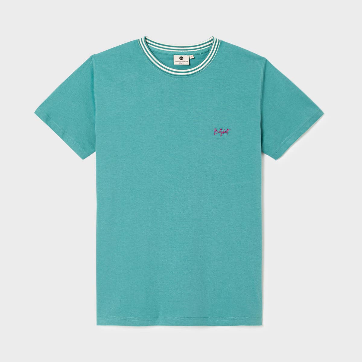 T-shirt vintage verde in cotone biologico con logo ricamato