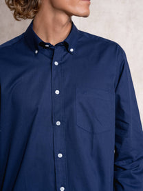 Camicia in popeline di cotone con colletto button-down