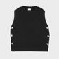 Maglione gilet Vivienne nero con bottoni laterali