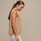 Maglione smanicato in maglia con scollo a V
