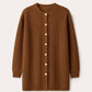 Cardigan lungo marrone con bottoni dorati