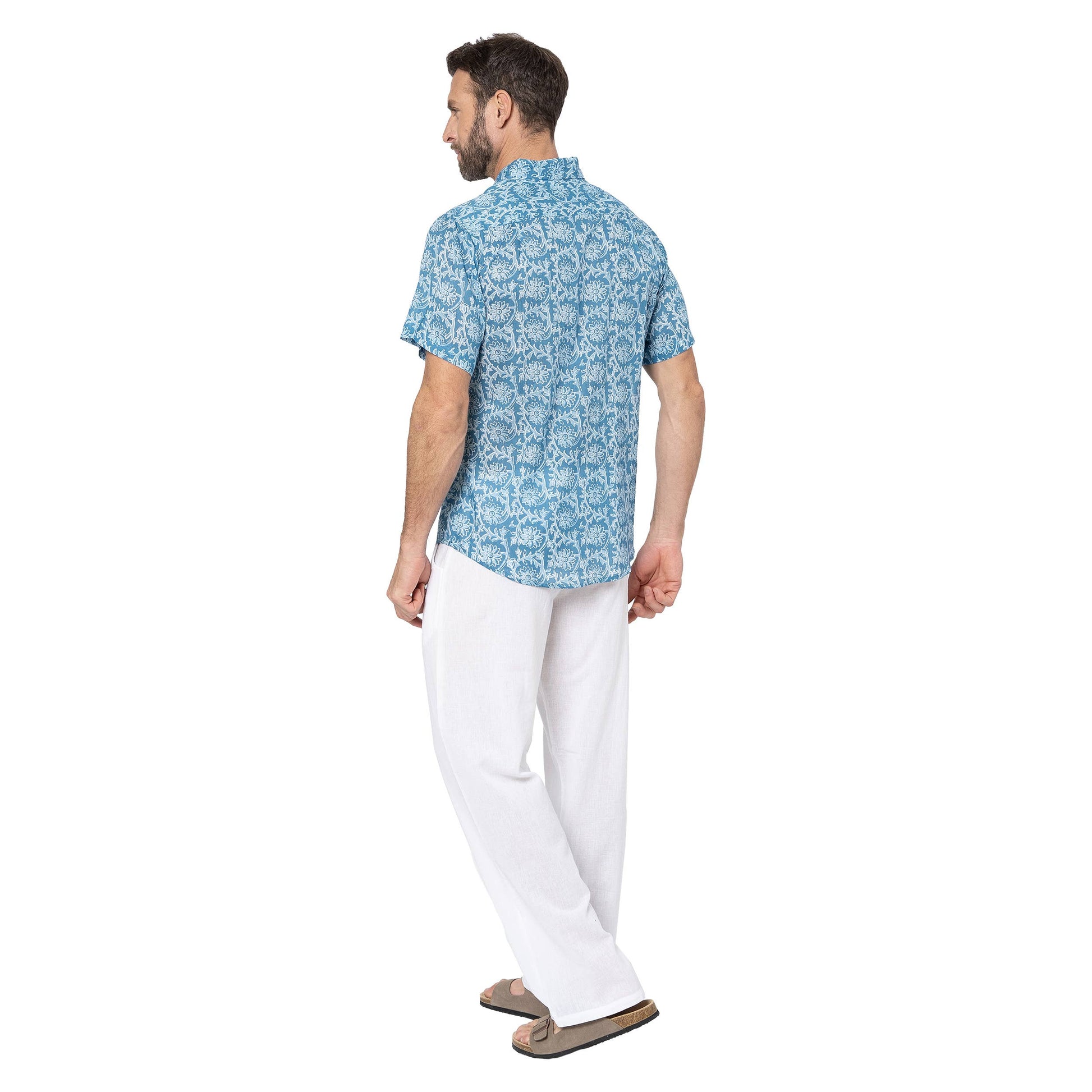 Camicia estiva a maniche corte in voile di cotone