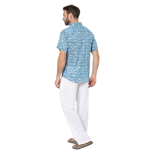 Camicia estiva a maniche corte in voile di cotone