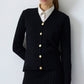 Set in maglia a coste con cardigan e gonna lunga nera