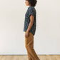Camicia Bea a maniche corte con fantasia blu notte