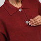 Maglione Norea color lampone con collo polo