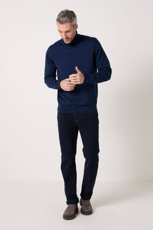 Maglione dolcevita in lana merino Radieux blu celeste