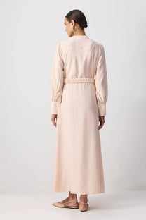 Abito camicia maxi in viscosa morbida con cintura