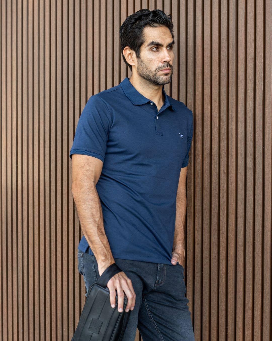 Polo blu navy antimacchia