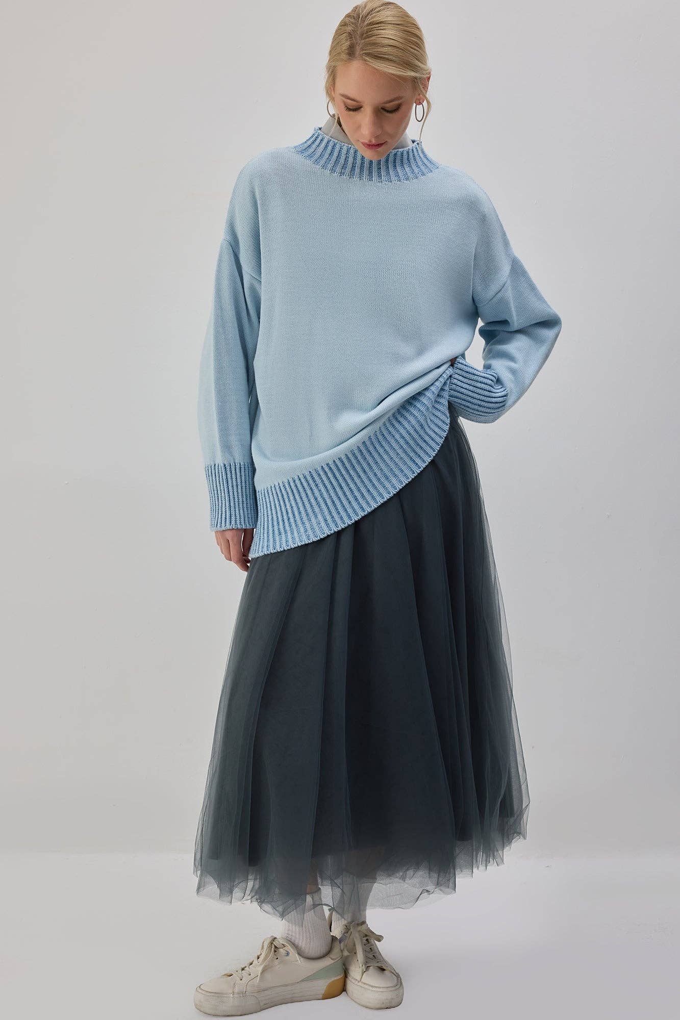 Maglione lungo a coste